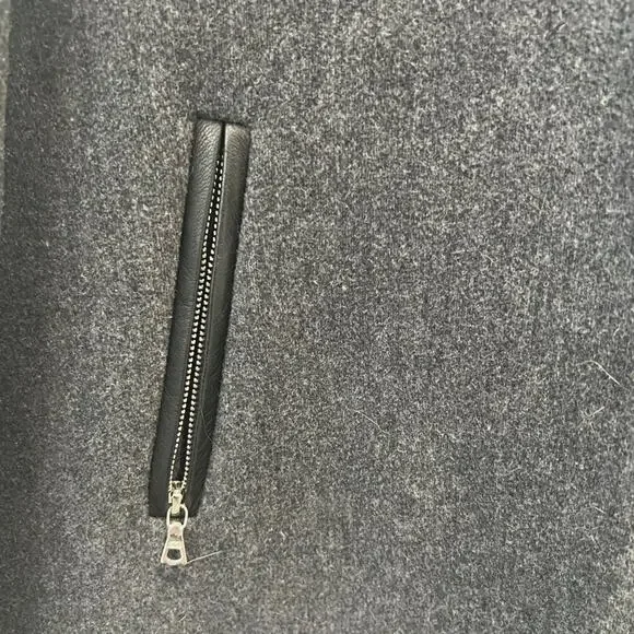 Sandro Paris Gray Wool Fur-Trimmed Hooded Winter Coat — French Luxury - Picture 7 of 10